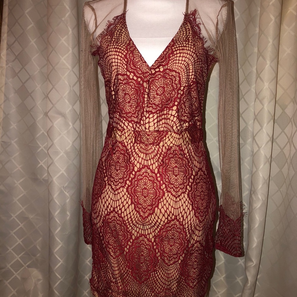 Sheer long sleeve dress